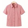 Women's Plaid Cotton Short-Sleeve Cardigan Shirt