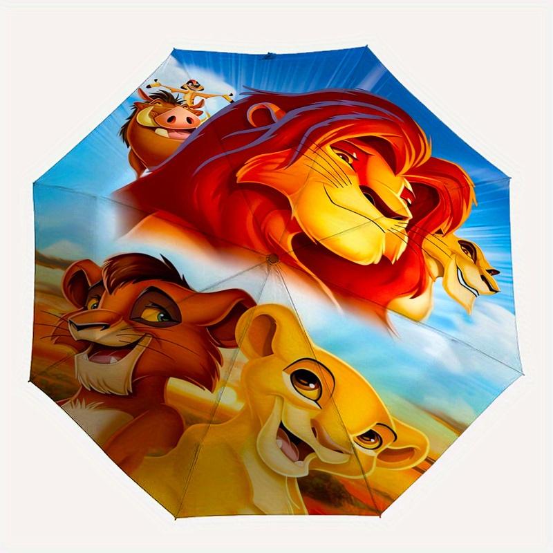 Disney Lion King, Simba Themed automatic opening and closing folding umbrella, portable - durable, 8-rib umbrella frame, very suitable for b