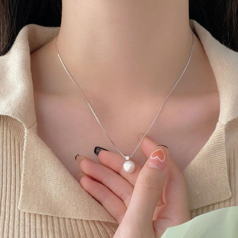 Zircon Pearl Necklace, Light Luxury, High-end, Niche Autumn and Winter Style, Sweater Chain, Collarbone Chain, Neck Decoration