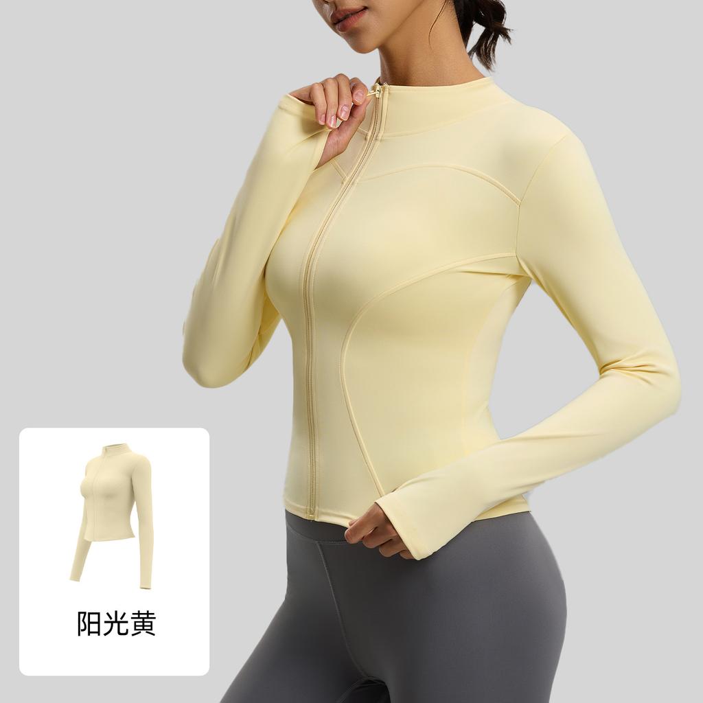 Spring And Autumn Slim Yoga Clothing Long Sleeve Women'S Skinny Running Naked Sports Fitness Yoga Jacket Top