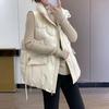 Donna Autunno Inverno Soild Colore brillante Addensare Capispalla Cotone imbottito Colletto alla coreana Senza maniche Giacca calda Cappotto Gilet