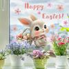 Cartoon Bunny Easter Egg Flower Window Static Sticker For Happy Easter Day Home Festival Party Decorations Sticker