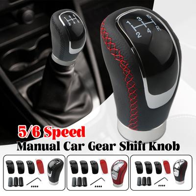 5/6 Speed Universal PU Leather Car Gear Shift Knob Replacement Manual Car Gear Stick Head Shift Modified Stick R Knob Set