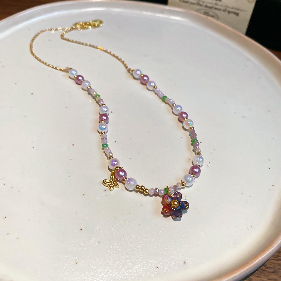 Ethnic Style Irregular Beaded Crystal Beaded Necklace Women's Clavicle Chain Holiday Style Necklace
