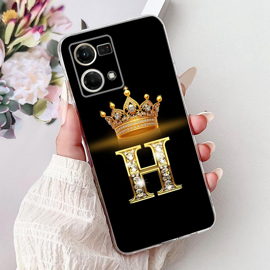 For Oppo F21 Pro 4G Case Reno7 4G CPH2363 New Crown Letters Cover Soft Silicone Phone Case For Oppo Reno8 Reno 7 F21Pro 4G Shell