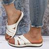 Sommer Damen Keilsandalen Premium Orthopädische Sandalen mit offener Spitze Vintage Anti-Rutsch Leder Casual Damen Plateau Retro Schuhe