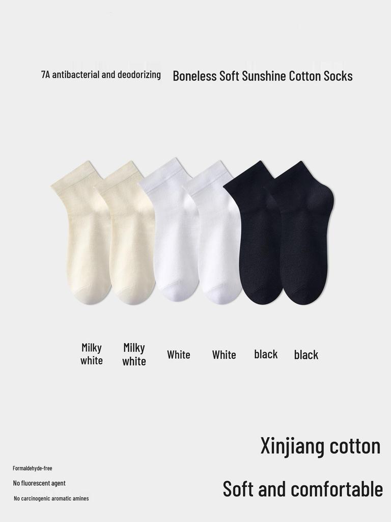 Women's Mid-Calf Summer Socks: Thin, Pure Cotton, Anti-Odor, Boneless, Postpartum, Black or White