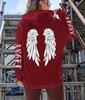 Damen Fleece Hoodie mit Engelsflügel-Print - Lockerer Casual Herbst Pullover mit Taschen