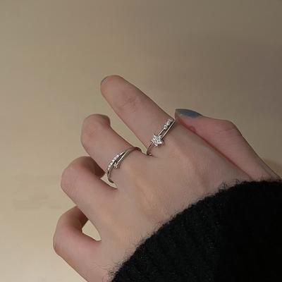Star Zir*****Pen Ring Women'S Niche Design Sense High-Grade Little Finger Tail Ring Year Index Finger Ring