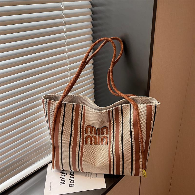 

Трендовая женская большая холщовая сумка-тоут 2025: Модная, Универсальная Наплечная Сумка для Работы и Поездок 44cm x 29cm x 11cm коричневый