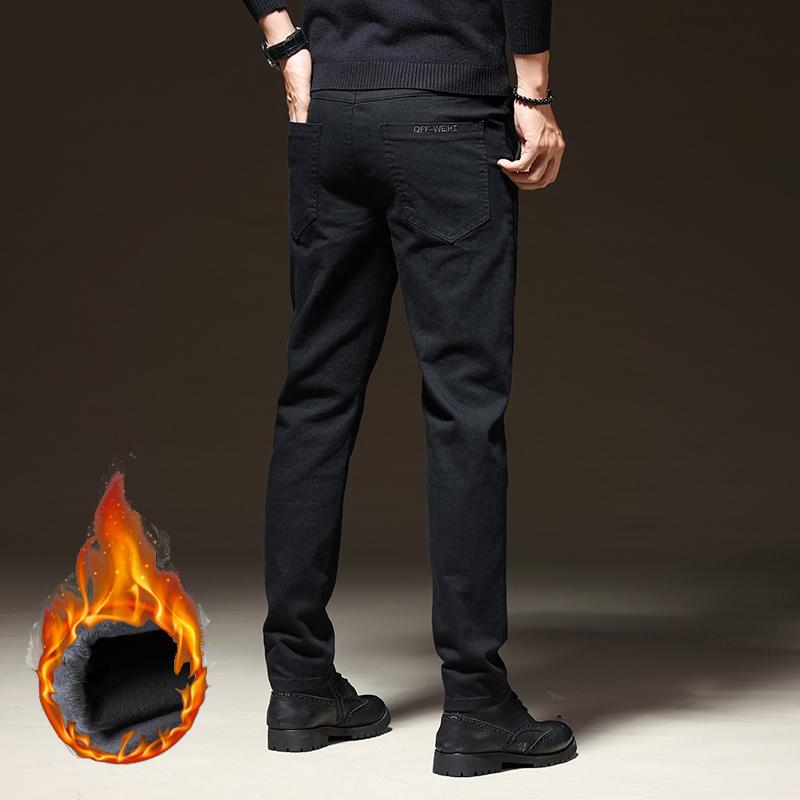 Winter Men's Warm Fleece Stretch Business Pants Elastic Waist Thick Fur Cotton Soft Slim Straight Trousers Male Brand Clothing