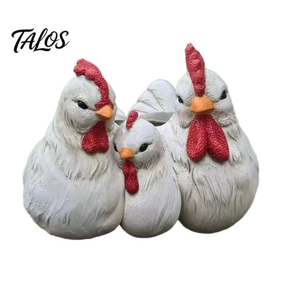 Indoor Living Room Plant Holder Chicken Family Resin Planter, Cute Pot, Decorative Container for Bedroom Farmhouse Succulents Outdoor Decor Whimsical