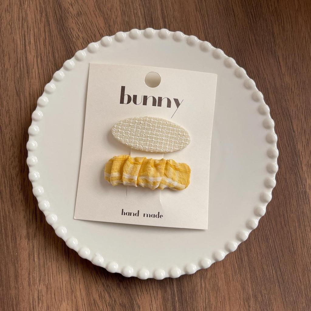 Korean Yellow Plaid Star Rabbit Embroidered Bow Hair Clip for Kids