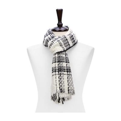 Elkate Women's Wool Muffler Neck Warmer Couple Check Tweed Shawl LMNC005