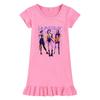M1235 Kids Girls Kpop Rumi Zoey Mira Print Short Sleeves Ruffle Dress