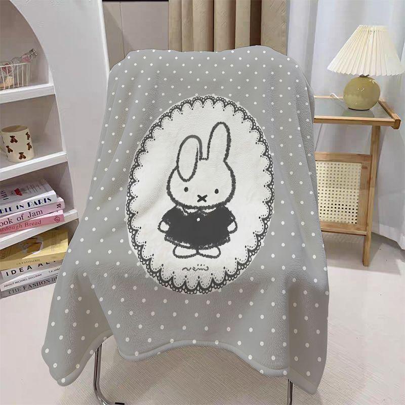 Miffy Cartoon Blanket Cute Air Conditioning Shawl Sofa Lap Cover Nap Throw Soft Warm Lightweight Multi-use Blanket Home Office