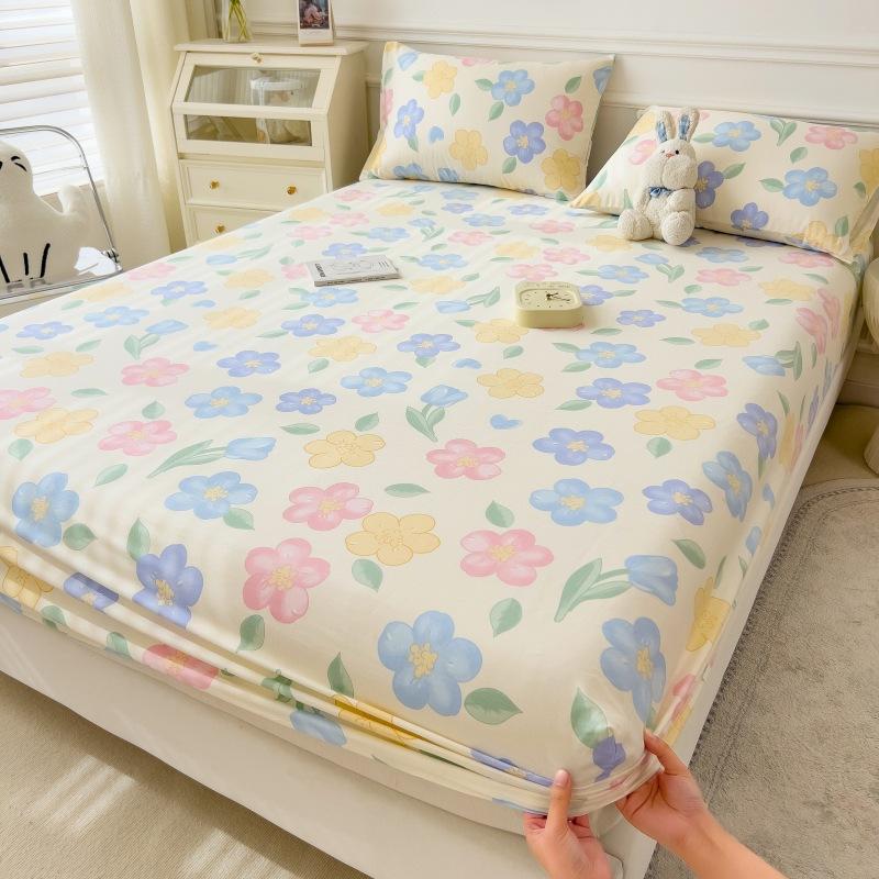 Pure Cotton Bed Sheet Set Cartoon Design Twin Full Size Four Seasons Bedding 100% Cotton Mattress Protector Fresh Style Bed Cover 3 Piece Set