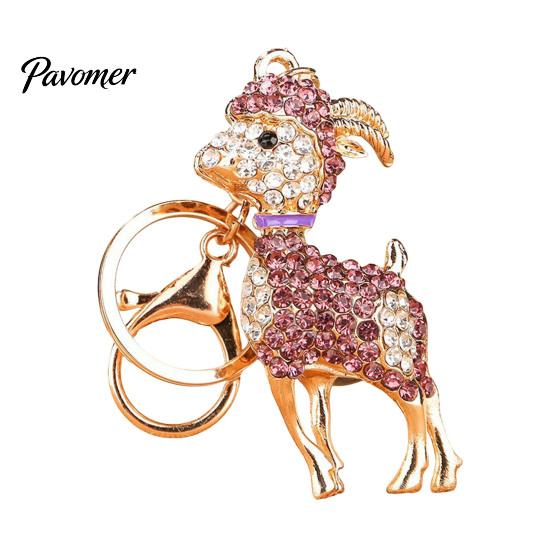 Rhinestone Goat Keychain Bling Lamb for Backpack, Metal Car Key Animal Theme Ring, Sheep Pendant Backpacks and Handbags Chain Decoration