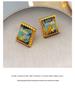 Qingdao Iridescent Geometric Wave Resin Stud Earrings: High-End Retro Fashion for Women