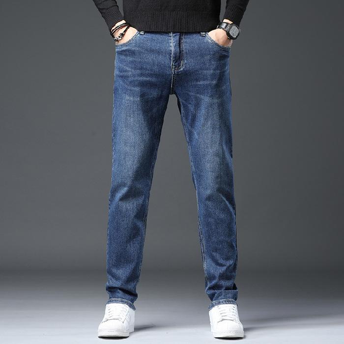 

2024 Осень и зима Новые теплые и мягкие толстые прямые эластичные джинсы для мужчин Молодежные прямые мужские джинсы в тренде 36