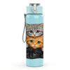 1PC Two Stacked Fluffy Cats 750ml Color Plastic Sports Water Bottle Leakproof Flip Straw Lid For Sports Office Home Use