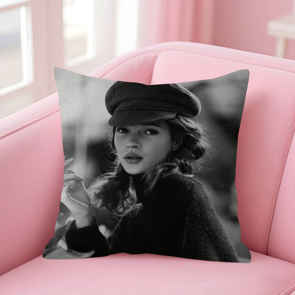 1pcs Beauty K-Kate Moss Double-sided Printed pillow cover Short plush Suitable living rooms bedrooms sofas throw cushion cover