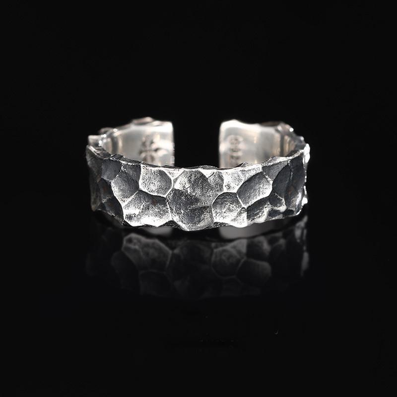Retro Gothic Black Silver Color Irregular Metal Ring Men Vintage Y2k Aesthetics Geometry Open Rings For Women Punk Party Jewelry