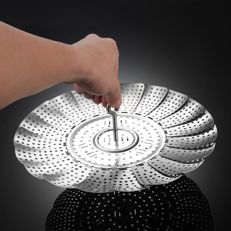 HANYANG 304 Stainless Steel Folding Steamer Tray Steam Rack Steam Drawer Telescopic Lotus Fruit and Vegetable Tray Draining Tray