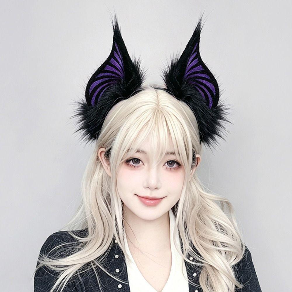 Soft Bat Headband Plush Cosplay Ears Headband Comfortable Plush Headband  Stage Performance