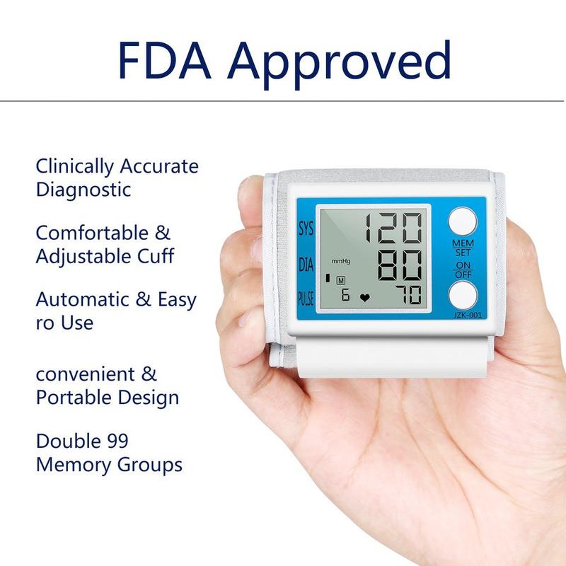 Cuff Wrist Sphygmomanometer Blood Presure Meter Monitor Heart Rate Pulse Portable Tonometer BP