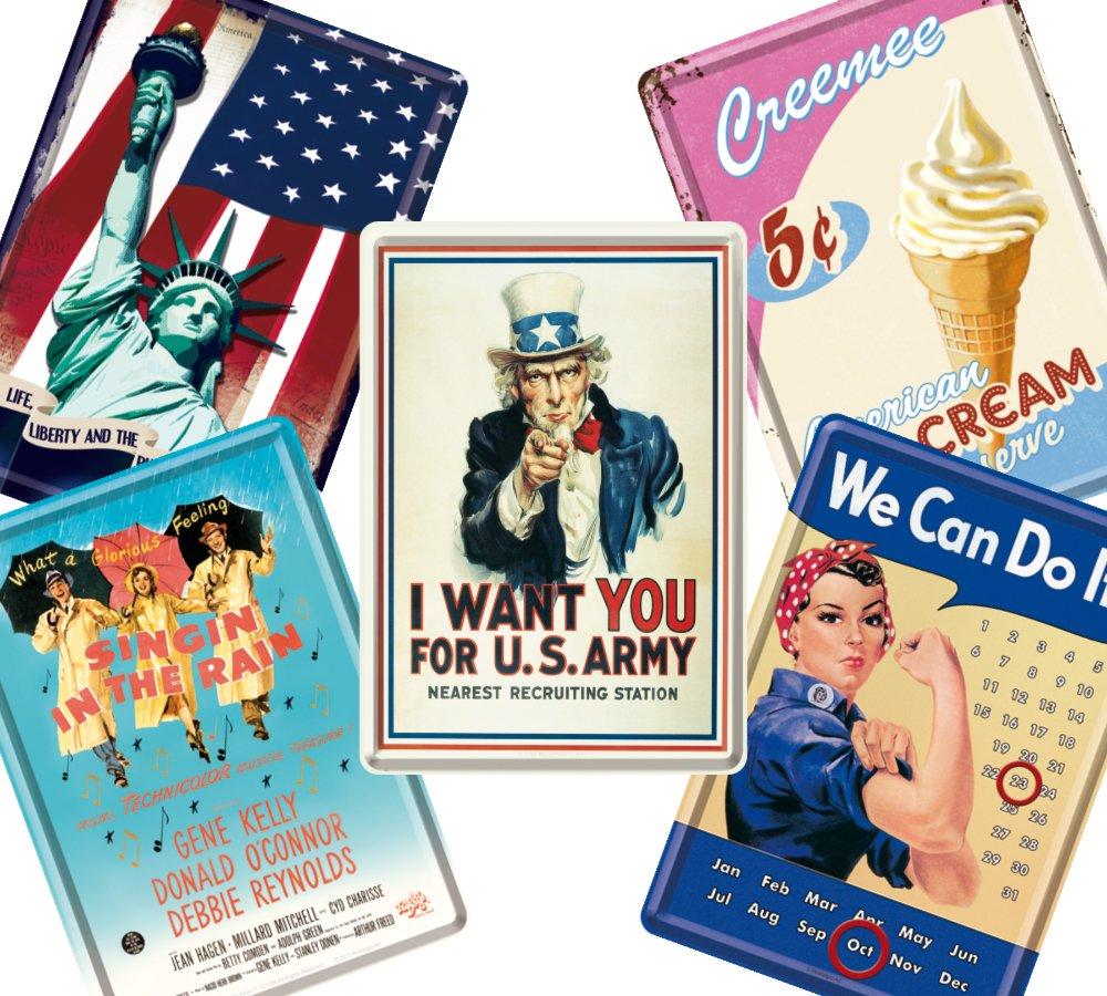 

USA Classic/Postcard 4 pcs & Desk Calendar 1 pc (Tin) Set