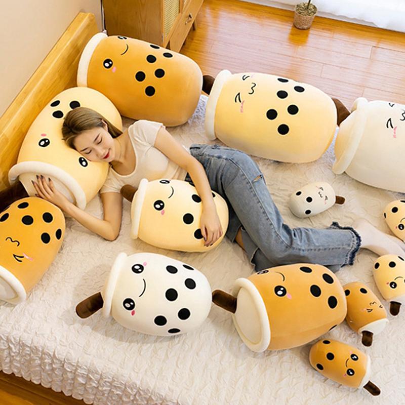 Cute Boba Milk Tea Plush Toy Soft Stuffed Pearl Milk Tea Hug Pillow Cushion
