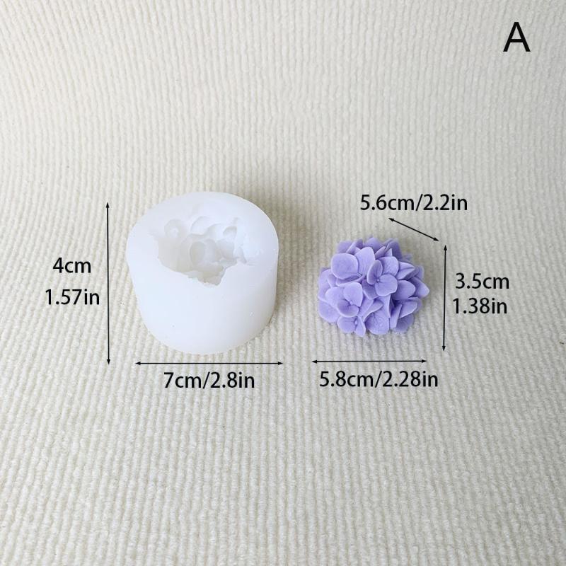 Hydrangea Flower Silicone Mold Diy Aromatherapy Candle Gypsum Resin Clay Mold Kitchen Baking Cake Decoration Flower Mold