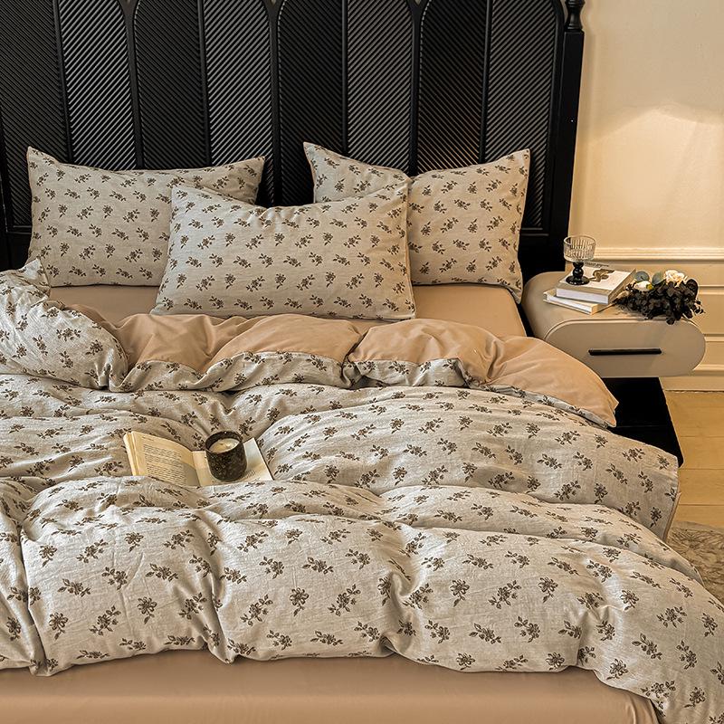 Extra dicke Jacquard-Flanell-Bettwäsche – 100 % Baumwolle, Herbst/Winter, inklusive Bettbezug, Spannbettlaken und Bettlaken