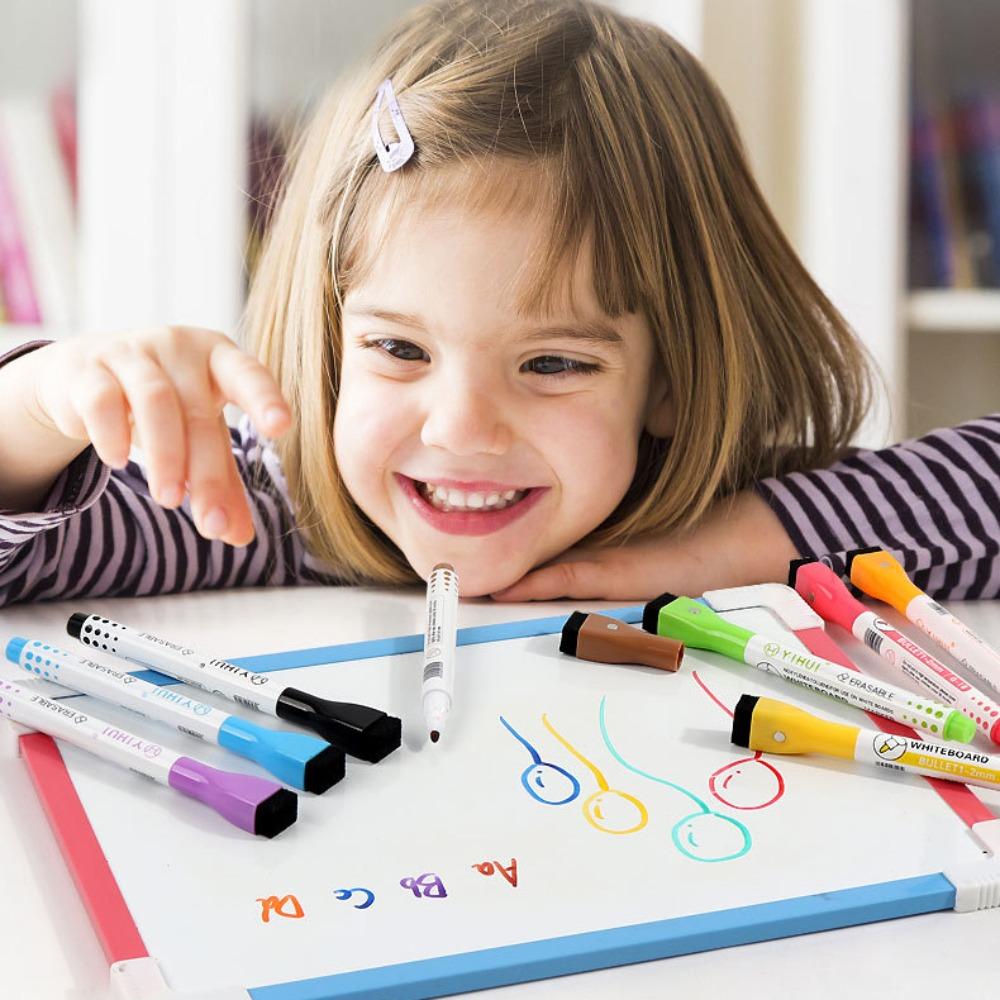 Fine Nib Colorful Whiteboard Marker Erasable Waterborne Brush Water Color Pens Magnetic Marker Pen School White Board