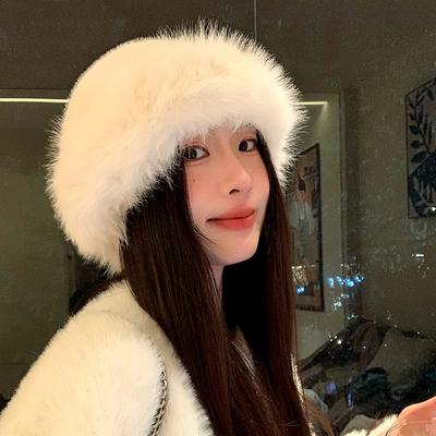 Autumn and Winter Faux Mink Hats for Women High End and Versatile In Winter Plush Fisherman Hats Headwear Warm and Ear Protecting Mongolian Hats