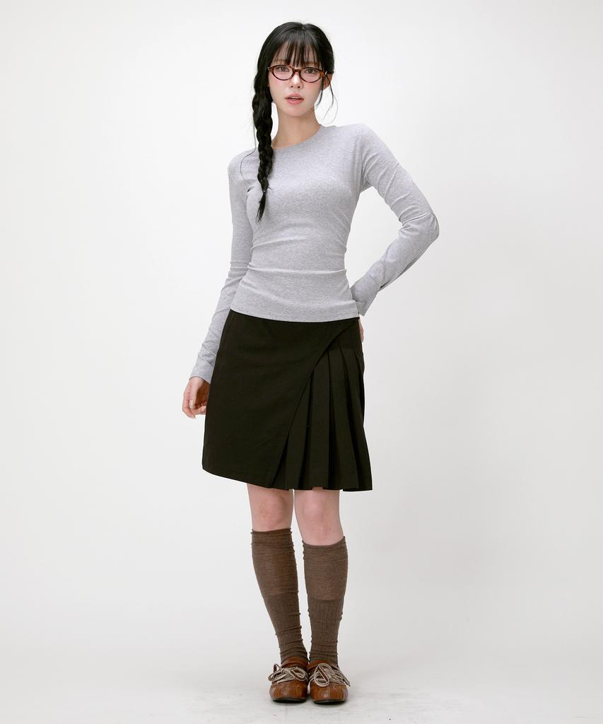 LIKE THE MOST Slim Basic Long Sleeve T-Shirt_Gray