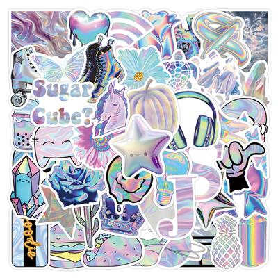 55 Neue Schillernde Doodle Aufkleber Roller Koffer Wasserbecher Cartoon Aufkleber