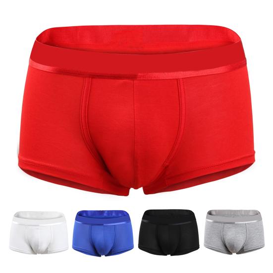 Bokserbukse for menn Mellomhøyt bred elastisk linning Brevtrykk Ensfarget bokserundertøy U-konveks design Truser med høy elastisitet