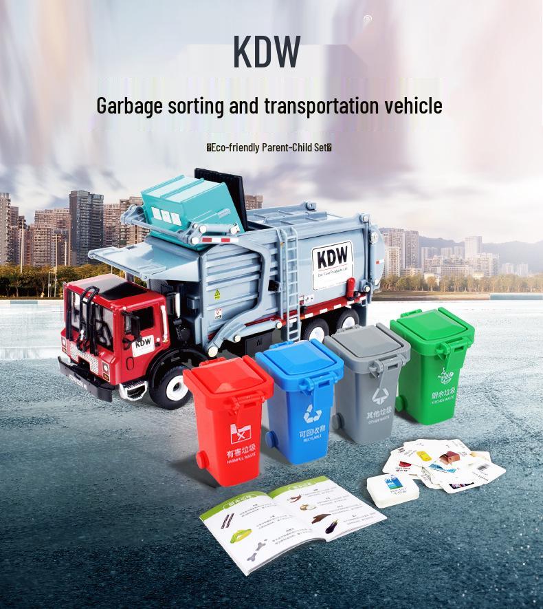Cadywell 1:24 Garbage Sorting & Disposal Truck Model Toy, Alloy Material
