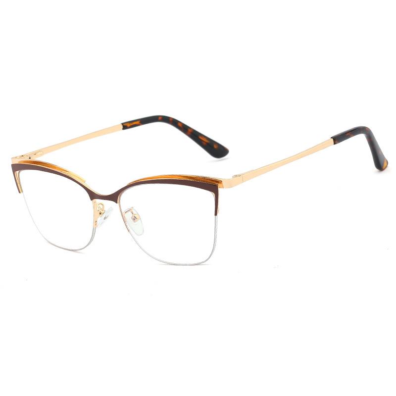 

48282 Cat Eye Half Frame Anti Blue Light Optical Glasses Frames Women Fashion Computer Eyeglasses