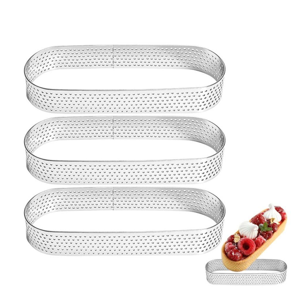 3Pcs Heat-Resistant French Perforated Tart Ring Mold Oval Tartlet Molds  Fruit Pie