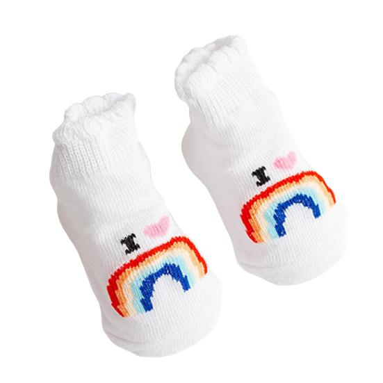 1 Pair Baby Socks with "I Love Dad/Mom" Pattern Cotton Striped Socks for Newborns 0-6 Months Cute Shower Gift & Daily Wear