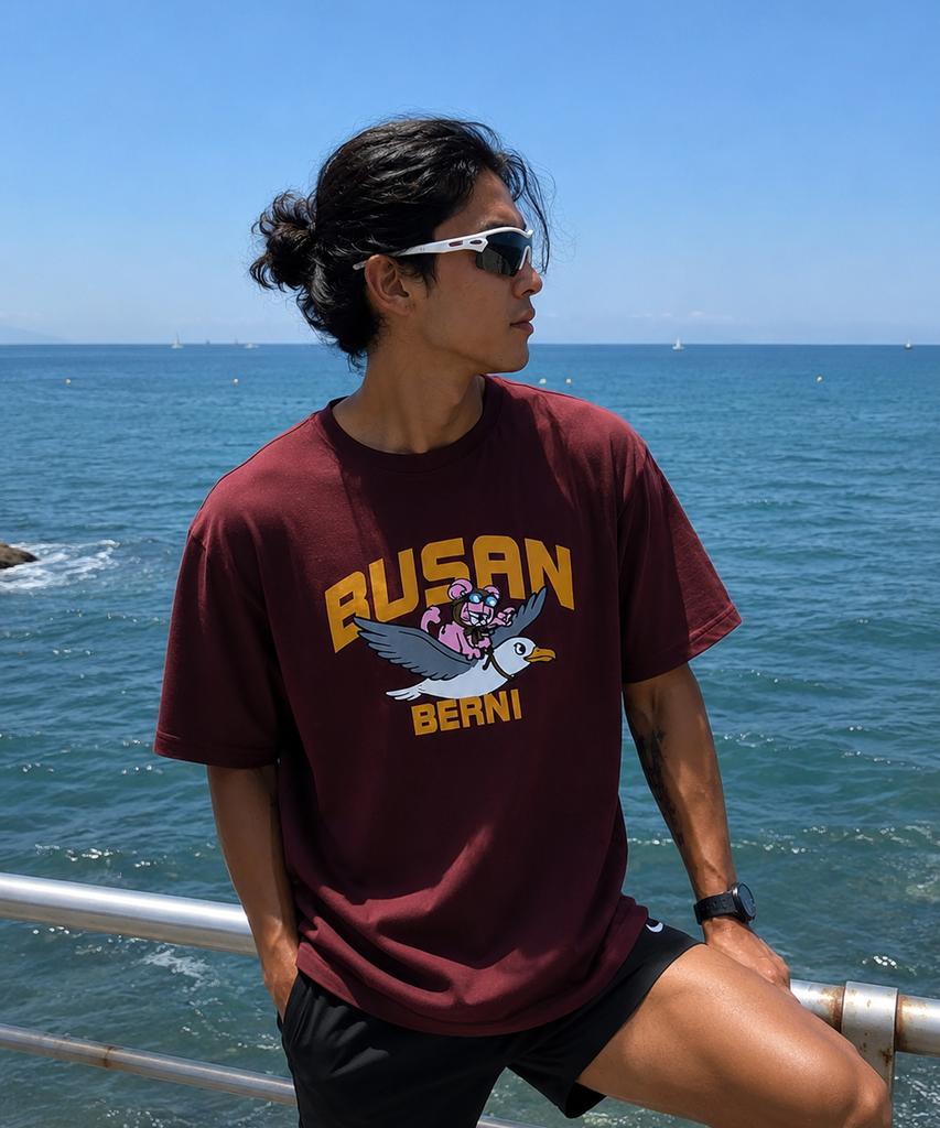 BERNI Busan Seagull Trip Short Sleeve T-Shirt (Wine)