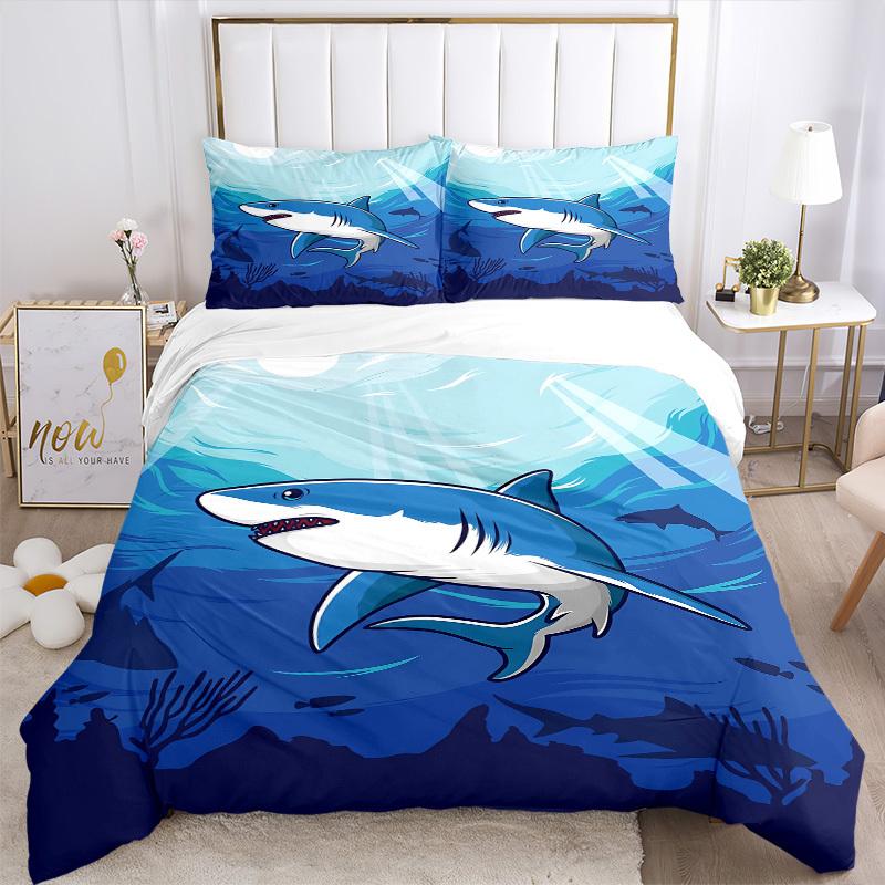 3pcs bedding set Shark Ocean Predator Includes 1 Comforter + 2 Pillowcases, Without Pillow Inserts, Soft Comfortable,a0909079