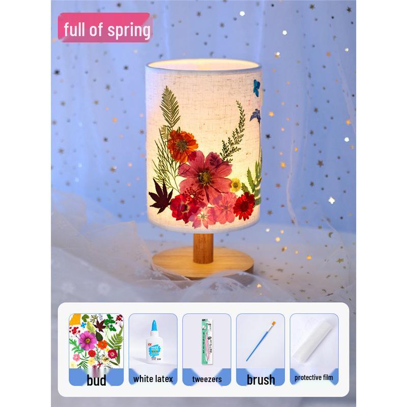 Dried Flower Embossed Table Lamp DIY Kit - Creative Gift for Team Building and National Day Festivities
