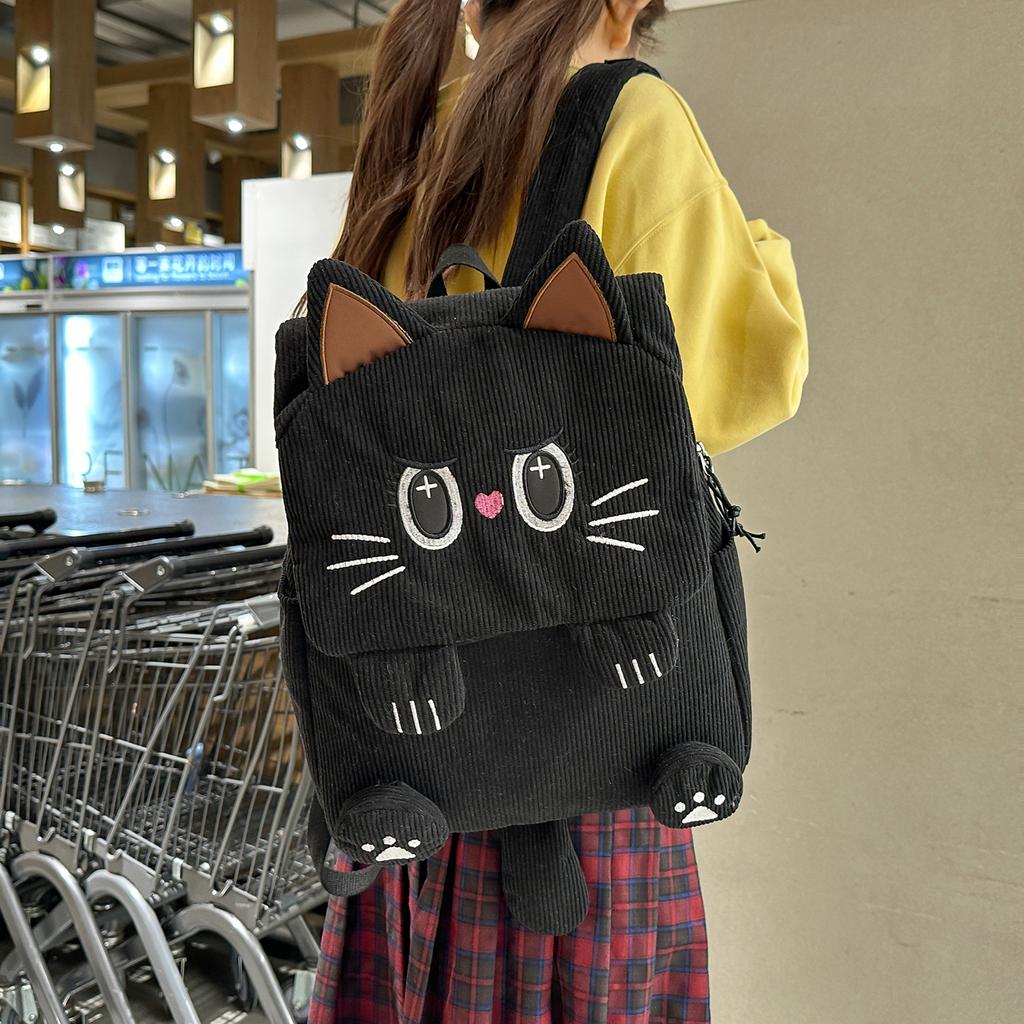 Schultasche Neuer Cartoon-Katzen-Rucksack Persönlichkeit Vielseitig Große Kapazität Schüler-Schultasche ins Koreanische Edition Mädchen Reise-Rucksack