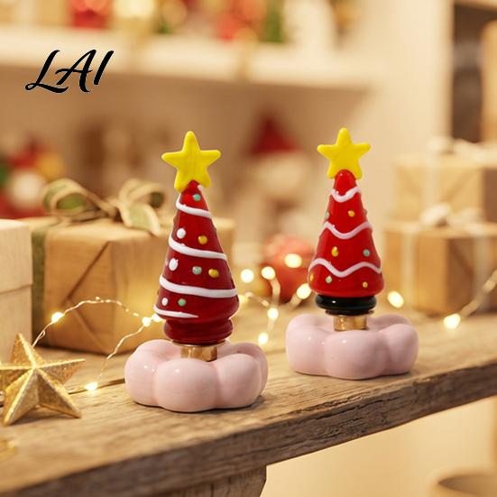 Handcrafted Holiday Table Decor Handmade Glass Christmas Tree Ornament with Star Top And Colorful Bead Details Festive Photo Props Desktop