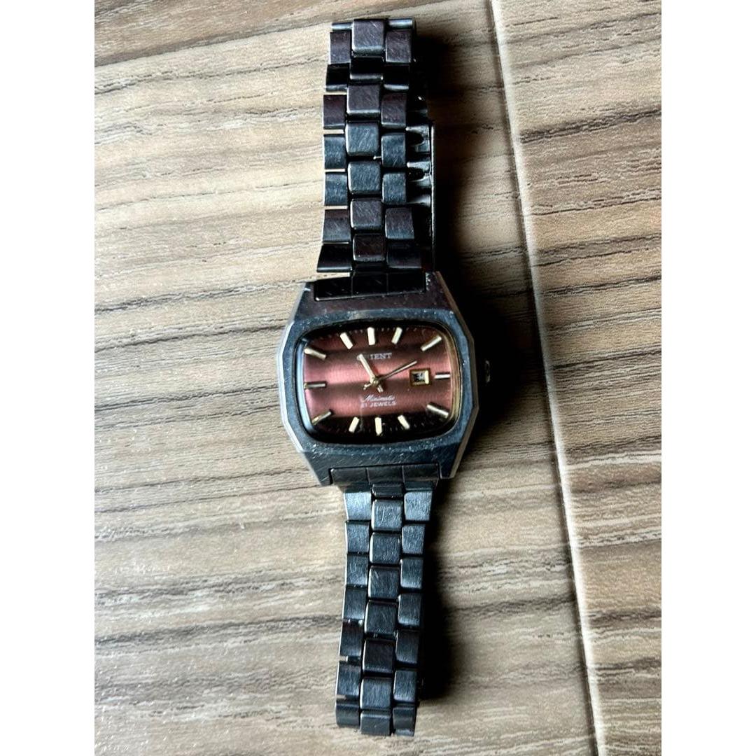 Used [Working item] 70s Orient Minimatic Rare TV Case Brown Dial Genuine