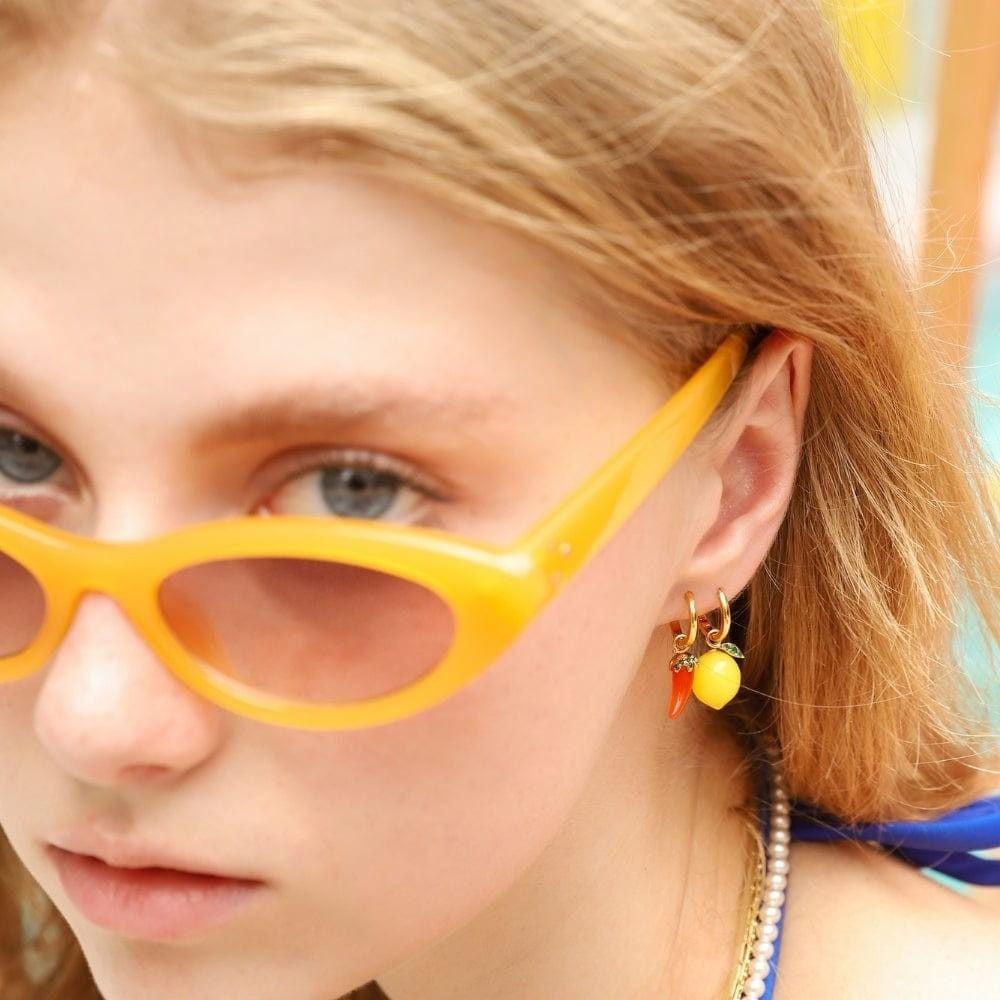 Jewelry Accessories Fruit and Vegetable Earrings Lip Starfish Charms Ear Buckle Alloy Dripping Oil Enamel Hoop Earrings Girls